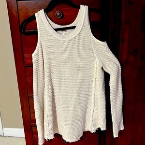 Free People Waffle off white off shoulder top